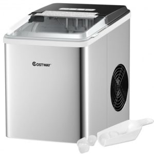 Stainless Steel 26 lbs/24 H Self-Clean Countertop Ice Maker Machine - Color: Silver