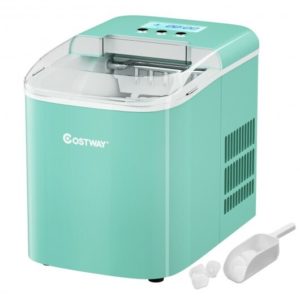 26 lbs Countertop LCD Display Ice Maker with Ice Scoop-Light Green - Color: Light Green