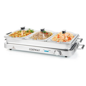 2 in 1 Electric Warming Tray with Temperature Control - Color: Silver