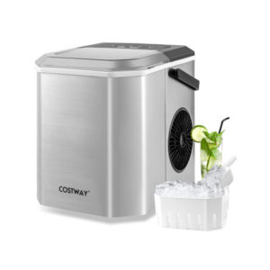 Ice Maker Countertop with Self-Cleaning for Home Kitchen Office Party-Silver - Color: Silver