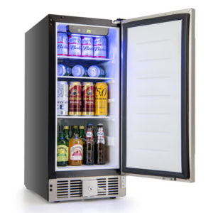 Compact Refrigerator with Adjustable Thermostat and Stainless Steel Door-Silver - Color: Silver