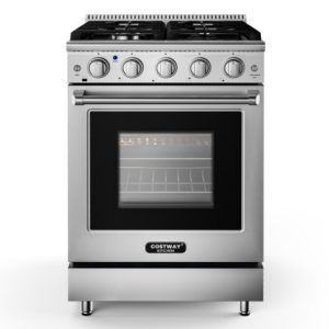 24 Inches Freestanding Natural Gas Range with 4 Burners Cooktop - Color: Silver