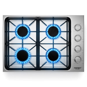 30/36 Inch Gas Cooktop with 4/6 Powerful Burners and ABS Knobs-30 inches - Color: Silver - Size: 30 inches
