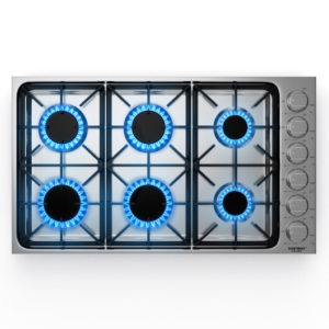 30/36 Inch Gas Cooktop with 4/6 Powerful Burners and ABS Knobs-36 inches - Color: Silver - Size: 36 inches