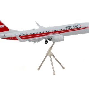 Boeing 737-800 Commercial Aircraft with Flaps Down "American Airlines - Trans World Airlines" Gray with Red Stripes "Gemini 200" Series 1/200 Diecast Model Airplane by GeminiJets