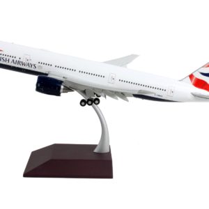 Boeing 777-200ER Commercial Aircraft with Flaps Down "British Airways" White with Striped Tail "Gemini 200" Series 1/200 Diecast Model Airplane by GeminiJets
