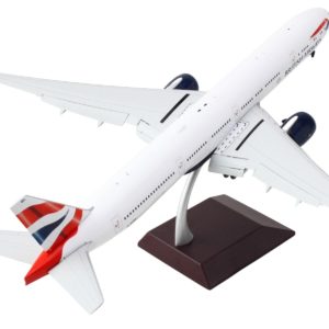 Boeing 777-300ER Commercial Aircraft with Flaps Down "British Airways" (G-STBH) White with Striped Tail "Gemini 200" Series 1/200 Diecast Model Airplane by GeminiJets