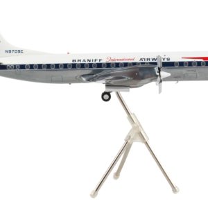 Lockheed L-188 Electra Commercial Aircraft "Braniff International Airways" White with Blue Stripes "Gemini 200" Series 1/200 Diecast Model Airplane by GeminiJets