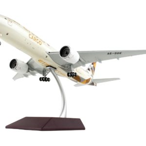 Boeing 777F Commercial Aircraft "Etihad Airways Cargo" Beige with Tail Graphics "Gemini 200 - Interactive" Series 1/200 Diecast Model Airplane by GeminiJets