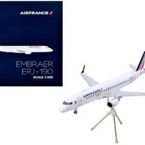 Embraer ERJ-190 Commercial Aircraft "Air France Hop" (F-HBLN) White with Striped Tail "Gemini 200" Series 1/200 Diecast Model Airplane by GeminiJets