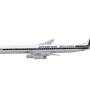 Douglas DC-8-61 Commercial Aircraft "Universal Airlines" White with Black Stripes 1/400 Diecast Model Airplane by GeminiJets