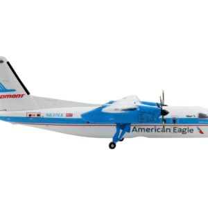 Bombardier Dash 8-100 Commercial Aircraft "American Airlines - American Eagle - Piedmont Airlines" White with Blue Stripes 1/400 Diecast Model Airplane by GeminiJets