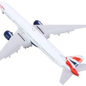 Boeing 777-300ER Commercial Aircraft with Flaps Down "British Airways" (G-STBH) White with Striped Tail 1/400 Diecast Model Airplane by GeminiJets