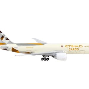 Boeing 777F Commercial Aircraft "Etihad Cargo" Beige with Graphics "Interactive Series" 1/400 Diecast Model Airplane by GeminiJets