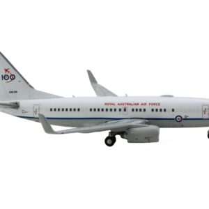 Boeing 737-700 Aircraft "Royal Australian Air Force 100th Anniversary" (A36-001) White with Blue Stripes "Gemini Macs" Series 1/400 Diecast Model Airplane by GeminiJets