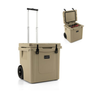 45 Quart Cooler Towable Ice Chest-Brown - Color: Brown