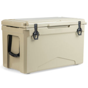 50 QT Rotomolded Cooler Insulated Portable Ice Chest with Integrated Cup Holders-Tan - Color: Tan