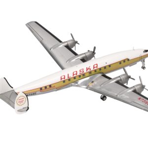 Lockheed L-1649A Starliner Commercial Aircraft "Alaska Airlines - Golden Nugget Service" (N7316C) White and Gold with Red Stripes 1/200 Diecast Model Airplane by Herpa