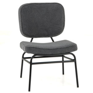 Upholstered Accent Chair Sherpa Reading Chair with Sponge Padding-Gray - Color: Gray