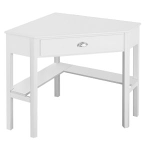 Corner Wooden Piece Laptop Computer Desk-White - Color: White