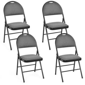 2/4 Pieces Padded Folding Dining Chairs with Backrest-Set of 4 - Color: Gray