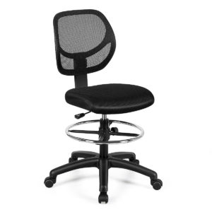 Adjustable Height Mid Back Mesh Drafting Office Chair - Color: Black