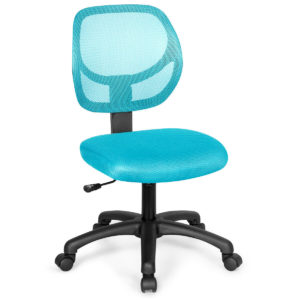 Low-back Computer Task Chair with Adjustable Height and Swivel Casters-Blue - Color: Blue