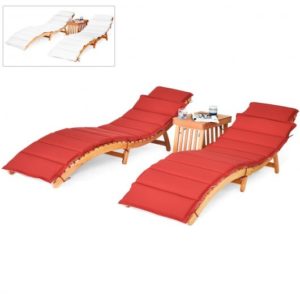 3-Piece Folding Eucalyptus Lounge Chair Set
