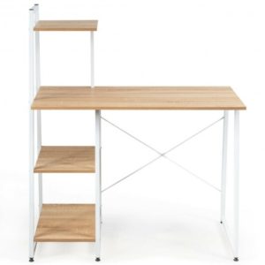 Compact Computer Desk Workstation with 4 Tier Shelves for Home and Office-Natural - Color: Natural