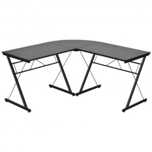 59 Inches L-Shaped Corner Desk Computer Table for Home Office Study Workstation-Black - Color: Black