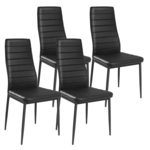 4 Pieces Leather Dinning Chairs Set With Metal Frame