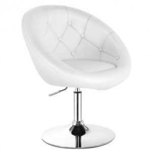 1 Piece Adjustable Modern Swivel Round Tufted-White - Color: White