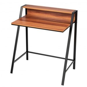 2 Tier Computer Desk PC Laptop Table Study Writing Home Office Workstation New-Walnut - Color: Walnut