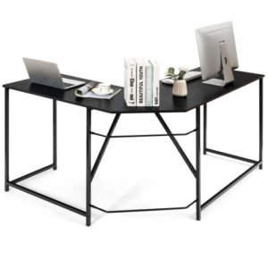 L Shaped Corner Office Computer Desk Home-Black - Color: