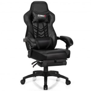 Adjustable Gaming Chair with Footrest and Lumbar Cushion for Office-Black - Color: Black