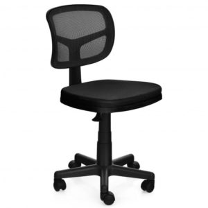 Armless Computer Chair Height-Adjustable with Breathable Mesh for Home Office-Black - Color: Black