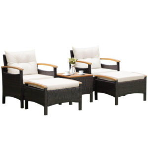5-Piece Patio Conversation Set with Ottomans