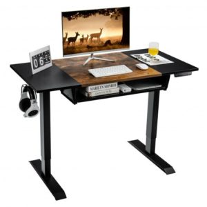 48 Inch Electric Sit to Stand Desk with Keyboard Tray-Rustic Brown - Color: Rustic Brown