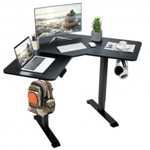 L-shaped Electric Standing Desk with 4 Memory Positions and LCD Display-Black - Color: Black
