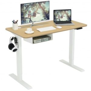 48 Inches Electric Standing Adjustable Desk with Control Panel and USB Port-Beige - Color: Beige