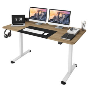 55 Inch Electric Height Adjustable Office Desk with Hook-Natural - Color: Natural