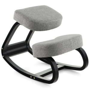 Rocking Ergonomic Kneeling Chair with Padded Cushion for Home Office-Gray - Color: Gray