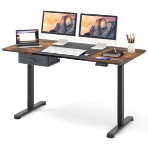 Height Adjustable Electric Standing Desk with USB Charging Port-Black - Color: Black
