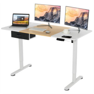 Height Adjustable Electric Standing Desk with USB Charging Port-Natural - Color: Natural