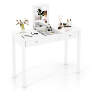 Vanity Desk Makeup Dressing Table With Flip Top Mirror