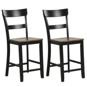 Farmhouse Dining Bar Stool Set Of 2 With Solid Rubber
