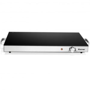 22 x 14 Inch Electric Warming Tray Hot Plate Dish Warmer with Adjustable Temperature - Color: Silver