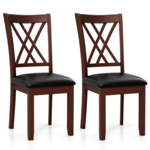Set Of 2 Dining Chair With Backrest And Padded Seat-Brown