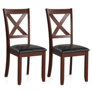 Set Of 2 Wooden Kitchen Dining Chair With Padded Seat