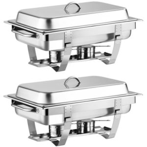2 Packs Stainless Steel Full-Size Chafing Dish - Color: Silver